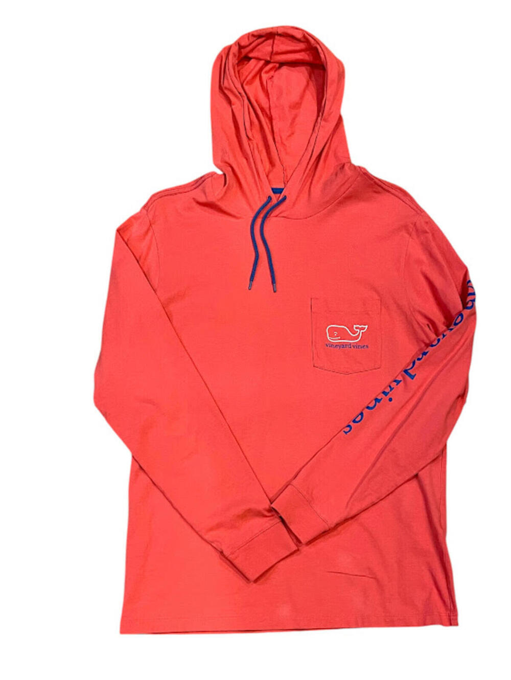 Vineyard Vines Hoodie Men's Small Pink Salmon Lightweight Preppy Pullover Whale